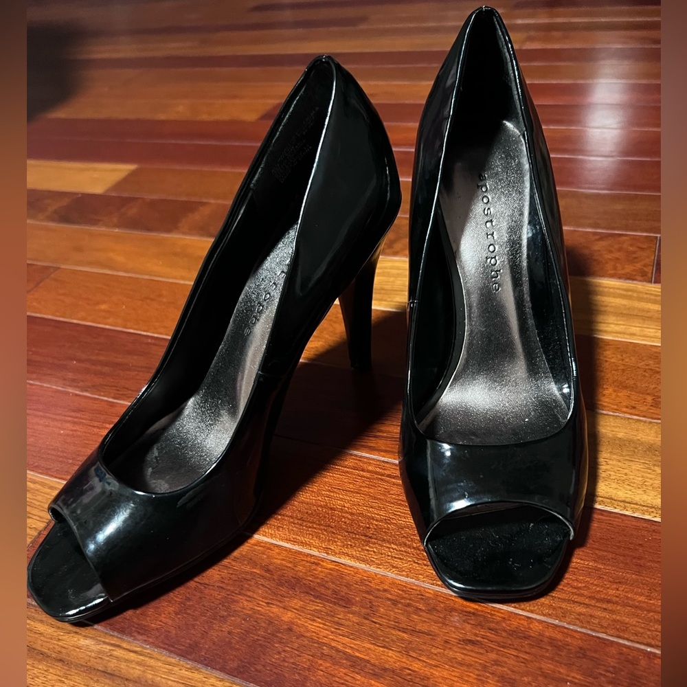Black open toe heels stiletto